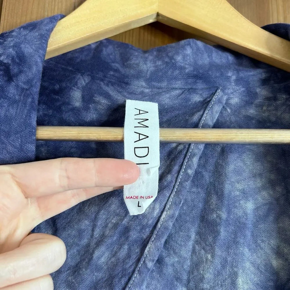 Anthropologie Amadi Hilde Shine Oversize Lightweight Tie Dye Linen Blazer Large - Picture 5 of 13